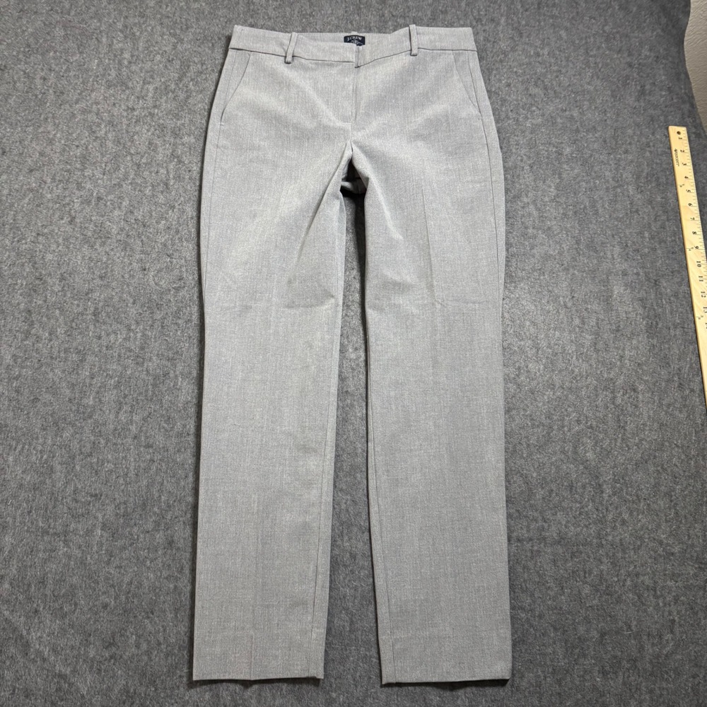 J.Crew Ruby Full-Length Pant Gray Straight Leg Bi-Stretch Trousers Size 10